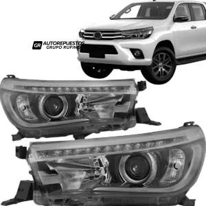 PAR FAROS DELANTEROS CROMADOS FULL LED TAILANDES - TOYOTA HILUX 2016-2020
